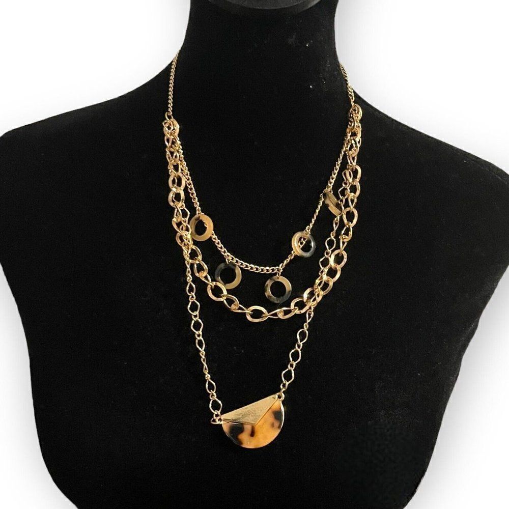 Women's Layered Gold Necklace Animal Print Chain Acrylic Lightweight Statement